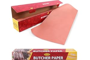 Tikxlafe Papier de boucherie rose, rouleau de 53 m, papier kraft pour barbecue largeur 45 cm Le papier de boucherie original pour des résultats de cuisson parfaits pour le barbecue (60cm×30 Meter-Box)
