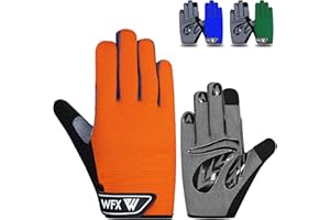 WFX Kinder-Fahrradhandschuhe für Jungen und Mädchen, für Jugendliche, Touchscreen, rutschfest, für Outdoor-Sport, Rennrad, Mountainbike, Gel-Polsterung, Fahrrad, Vollfinger-Handschuhe, 1 Paar