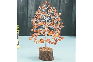 Crocon Carnelian Gemstone Money Tree | Feng Shui Bonsai | Mystical | Chakra Balancing | Reiki Crystal Healing | Handcrafted | Good Luck | Charm | Spiritual | Enhancement | Decor Size: 7-8 Inch