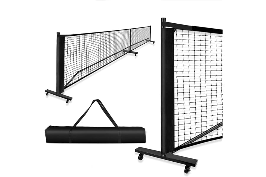 Pickleball Net, 22FT Regulation Size Portable Pickleball Net,18-Ply PE Nets, System with Carrying Bag for Outdoor Indoor Driveway Game