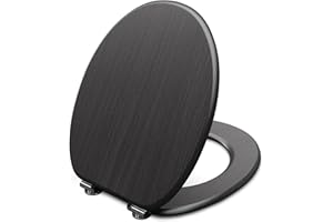 Dombach Tapa WC Universal Amortiguada, Asiento de Inodoro de Madera, Asiento y Tapa Inodoro Cierre Suave, Tapadera WC Ovalada Antideslizante, Tapas de water Soporta 150 Kg
