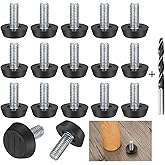 22PCS Furniture Leveling Feet Adjustable Table Foot, M8X23X27mm Screw On Furniture Leveller Foot Floor Protector Round Base F