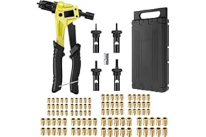 eSynic Rivet Nut Gun Rivnut Tool 8 Inch Rivnut Tool Kit Protable Rivet Nut Tool Set Hand Riveter Nut Gun Kit with 100pcs Nuts Included M3 M4 M5 M6 Nut Tools with Carrying Case to Make The Work Easier