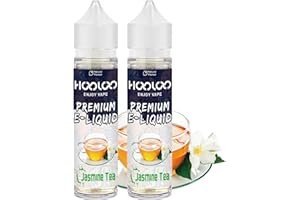 HOOLOO Vape Liquid No Nicotine, 2 Packs 60ml Fruit Flavours Shortfill E-Liquid for Vape Electronic Cigarettes, 70VG/30PG Vape Juice for E Cig Vape Pod Kit - Made in USA (Jasmine Tea)