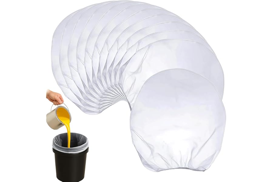 12 Pcs 1 Gallon Paint Strainer Bags Nylon Paint Filter Bags with Elastic Top Opening White Regular Fine Mesh Filters Bag For Straining And Filtering & Home Brewing, Paint Gardening