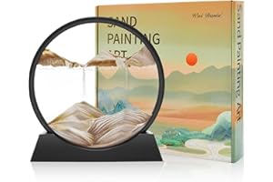 Wai Danie Pittura di Sabbia Che Scorre Quadro Sabbia Movimento sabbia dinamica 3d Hourglass Deep sea Sandscape Display Decorazioni per la Casa e l'ufficio Giocattoli da Scrivania (color caffè, 12")
