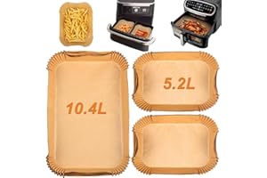 GINOYA Backpapier für Heißluftfritteuse Ninja AF500EU AF500EUCP, Fritteusen Zubehör für große 10.4L & 10L verschiedene Zwei Größen Luftfritteusen (150PCS)
