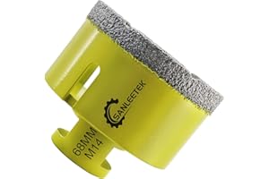 Foret Diamant Carrelage 68mm SANLEETEK Brasé Sous Vide Scie Cloche Diamant pour Céramique Porcelaine Marbre Granit Perçage à Sec M14 Filetage