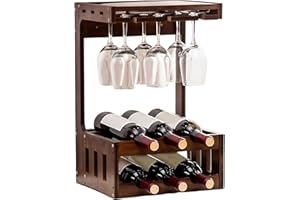 GOZYLA Weinregal Holz Flaschenregal Wand Schmal: Wine Rack Wandmontiertes Weinschrank Weinflaschen Stemware Glashalter Vintage Schnapsregal für Bar Weinkeller Keller Schrank Speisekammer (31.5x27x53cm)