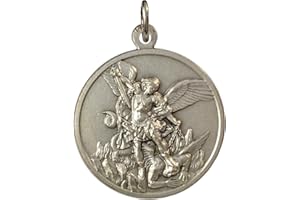 I G J Medalla de San Miguel Arcángel - Hecha de Alto Relieve - Tamaño grande - Big Size - 32 mm