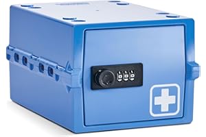 Lockabox Mini™ | Small Medicine Lock Box with Combination Lock (A5-Sized) | Mini Medical Lock Box For Tablets, Creams & Medical Pens | External Size 22.3 x 15.4 x 12 cm (Medi Blue)