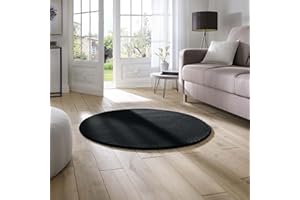 ‎TARACARPET Taracarpet Supersoft kurzflor Teppich Fiona Wohnzimmer Schlafzimmer Kinderzimmer Flur Läufer waschbar rutschfest Uni schwarz 080 cm rund