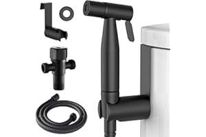 DIDARENBA Doccetta per bidet nero completa acciaio inox con tubo da 2 metri supporto e valvola deviatrice doccino per bidet nero idroscopino per wc nero bidet doccetta nero doccetta per bidet wc nero