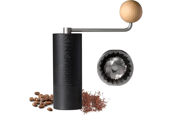 KINGrinder P0 lätt manuell kaffekvarn ABS-hus rostfri malskiva | Kompatibel med malningsinställningar för bryggmetoder som pour-over, French press och AeroPress