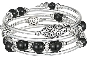 FULU AUTUMN Bracelet en Perles Argent pour Femmes Bracelet Enveloppant en Pierre Multicouches Un Cadeau de Bijoux Fantaisie pour Maman le Jour de Thanksgiving - Boîte Cadeau