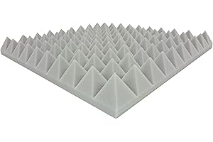 Akustikpur - 4 Stk. ca. 48,5 cm x 48,5 cm x 6 cm - Hell Grau - Pyramiden Akustikschaumstoff, Akustik Schaumstoff,Akustik Dämmung
