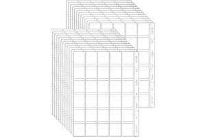 QWORK® 12 arkuszy strony kolekcji monet etui na album na monety 9 otworów 30 kieszeni 35mm x 35mm