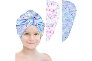 Basumee 2 Stück Mikrofaser Haarturban Haartrockentuch Haartrocknungs-Handtuch mit Knöpfen,Turban Handtuch für die Haare Schnelltrocknend