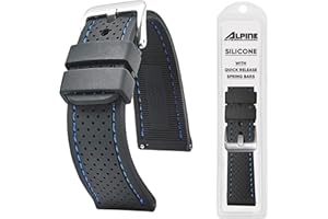 STUNNING SELECTION ALPINE Sporty Premium Soft Silicone Adjustable Watch Band - Replacement Rubber Watch Bands for Women & Men - Waterproof Quick Release Watch Straps - Compatible with Regular & Smart Watch Bands