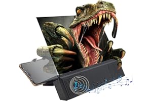 DAMOHONY Handy Bildschirmlupe mit Bluetooth Lautsprechern, 3D HD Vergrößerung, Vergrößerung mit Verstellbarem Faltbarem Ständer für Filme, Videos, Spiele, Kompatibel mit Allen Smartphones