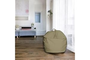 Talamo Italia - Pouf Abe, Poltrona multiuso, Poltroncina sacco, Pouf poggiapiedi, Made in Italy, 65x65 h50 cm, Beige