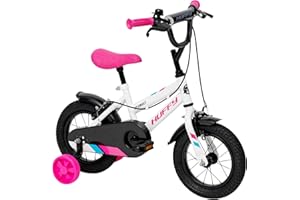 Huffy So Sweet Kids Bike Collection – 12", 16", 20" Girls’ Bicycles with Stabilisers, Dual Caliper Brakes & Adjustable Seat, Pink, White, Blue or Purple, Ages 3–9, Fun Designs