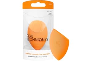 Real Techniques Miracle Complexion Sponge for Liquid & Cream Makeup, 3-Point Design for Seamless Application, Streak-Free Natural Dewy Finish, Latex-Free, Cruelty-Free, Vegan, Easy to Clean, 1 Count