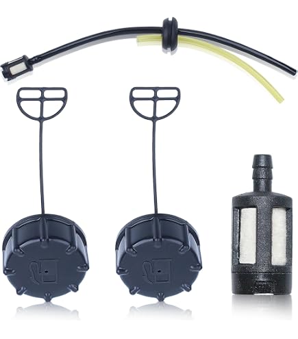 Mtanlo Lot 2 Bouchons Réservoir Carburant + Tuyau + Filtre - Compatible 43cc 52cc GX35