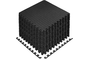 Littlehanson Puzzlematte for Laufband Bodenschutzmatte[60x60cm] - 16 extra Dicke Fitnessmatte Gummimatte Bodenmatte Airtrack Matte Sportmatte rutschfeste Schutzmatten for Homegym (Schwarz)