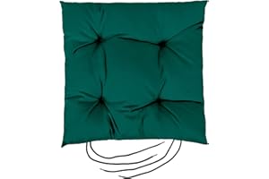 Gardenista Garden Chair Seat Cushion with Ties | Slip Free Hypoallergenic Tufted Pad | Water Resistant Thick Quality | Great for Indoors & Outdoors | Secure Ties (1 Piece, Green)