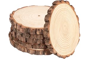 Beutrain 6 Stücke Holzscheiben, Ø18-20cm,Baumscheiben 15mm Dicke,Ohne Loch Runde Holzscheibe Untersetzer Holz Log,Naturholz für DIY Basteln Hochzeit,Weihnachtsdeko Untersetzer & Tischdeko