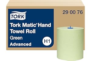 Tork Matic Green Hand Towel Roll Advanced 290076 - Asciugamani di carta H1 per distributore di rotoli, assorbente, resistente agli strappi, 2 strati, verde - 6 rotoli x 150 m