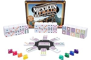 Goliath Games: Mexican Train Dominoes Game | Dominoes Set for Adults and Children | Contains 91 Dominos and 8 Unique Train Movers | For 1-8 Players Ages 6+
