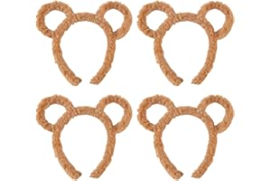 NyxSeat 4 Stück Bärenohren-Stirnbänder, Niedliche Cartoon-Ohr-Stirnbänder, Damen-Stirnbänder, Geeignet Für Maskerade, Party, Geburtstagsfeier, Tägliche Verkleidung, Fotografie, Cosplay (Braun)