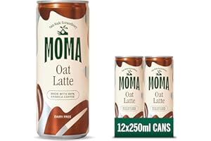 MOMA Iced Coffee Oat Latte, 12 x 250 ml Cans Multipack, Made with Oats & Arabica Beans, Preservative Free, Vegan, Dairy Free, Ready To Drink