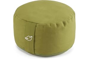 Blue Dove Yoga Round Yoga Cushion 30 x 15 cms Meditation Cushion Made From Organic Cotton and Filled with Buckwheat Hulls GOTS Certified Zafu Floor Cushion with Washable Cover