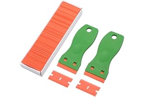 FOSHIO 2 PCS Raschietti in plastica con 100 Lame in raschietto in plastica, Raschietto plastica dura, Rimozione Adesivo in plastica, Rimozione della Colla in Vinile (verde)