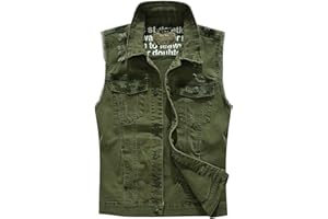 UIKIFY Men's Denim Vest Sleeveless Jacket,Ripped Jeans Gilet with Buttons and Pockets Lapel Collar Outwear Mens Vintage Street Cowboy Jeans Waistcoat Biker Motorcycle Denim Gilets
