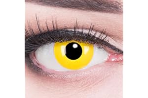 Lentilles couleur jaune - yellow. Pour Halloween, Fantaisie, Carnaval + étuis à lentilles de contact I 1 paire (2 pièces) I sans correction I 0,00 Dioptries MERALENS