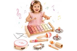 Musikinstrument för barn från 3 år Xylofon Trumma Slagverk Barnleksaker Musikinstrument Leksaker Flickor 3 år Montessori Träleksaker