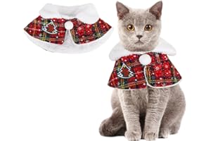 Hileyu Disfraz de Navidad Perro Gato de Navidad Traje de Mascotas Capa Capa Rojo Lindo Traje de Mascotas Capa Caliente Suave Ropa de Gato para Cachorro de tamaño pequeño y Mediano Perro Gato