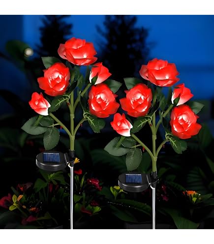 Solar Gartenlichter Rose – 2 Stück, 40 LEDs, Wasserdicht Für Garten, Party & Weihnachten