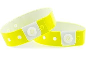 IBOO Set of 100 Plastic/Vinyl Event Wristbands Customizable Waterproof (Neon Yellow)