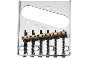 MUSICLILY Wilkinson WOT02 54 mm (2-1/20.3 cm) Vintage Telecaster Bridge Brass 6 siodełek do gitary elektrycznej w stylu Tele TL, chrom