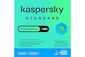 Kaspersky Standard Anti-Virus 2025 | 5 dispositivos | 1 año | Seguridad Avanzada | Protección Bancaria en línea | Optimización del rendimiento | PC/Mac/Móvil | Código por email