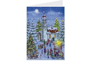 Postkarten-Adventskalender "Heilig Abend an der Kirche": Papier-Adventskalender
