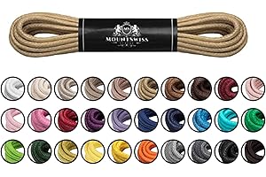 Mount Swiss Luxury sznurówki do butów, wodoodporne i odporne na rozerwanie, okrągłe, ø 2-3 mm, z delikatnej bawełny/woskowane, do garnituru biznesowego i butów skórzanych, eleganckie buty o długości