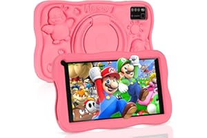 SUMTAB Newest Tablet Niños 7 Pulgadas, Android Tablet，8GB RAM 64GB ROM (mpliable 256 GB), GMS Certified, Pantalla IPS HD, Control Parental, Tableta educativa para niños con Funda EV(Rosa)