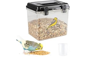 APITOS Airtight Bird Seed Storage Bird Seed Storage Container Wild Bird Food Storage Tin,Bird Food Dispenser with Lids & Handle (1pack-black)