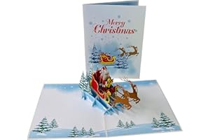 DEVINE TRADING PRODUCTS Christmas Pop Up Cards, Holiday Greeting Cards (SANTA SLEIGH 2)